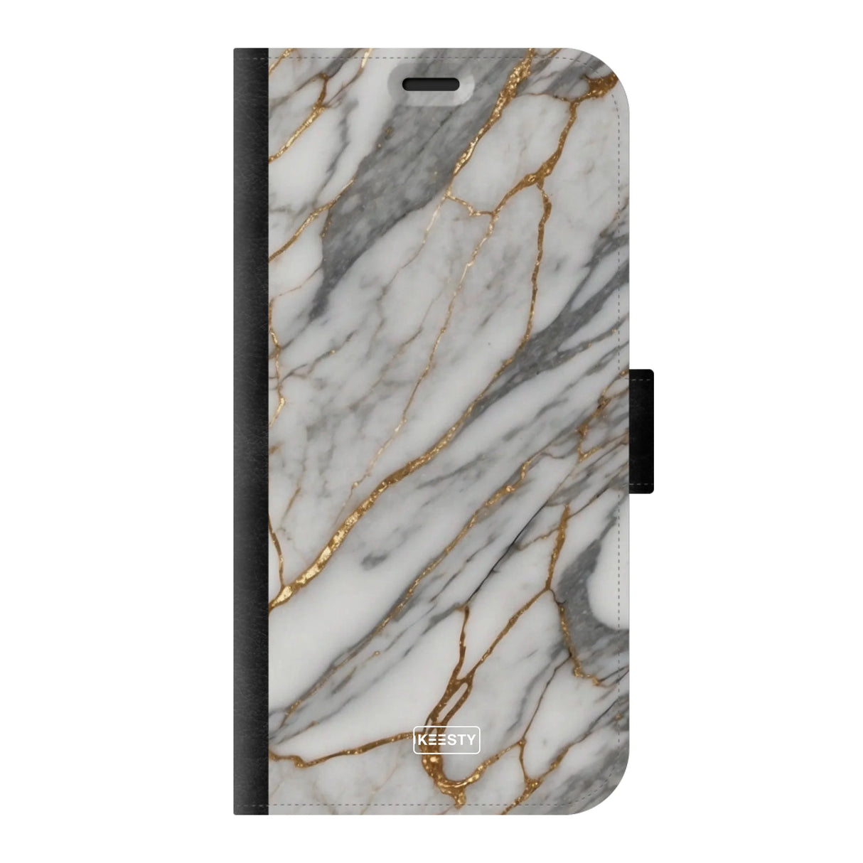 Telefoonhoesje ontwerpen met PortemonneeMarble Black Samsung Galaxy S25 Plus