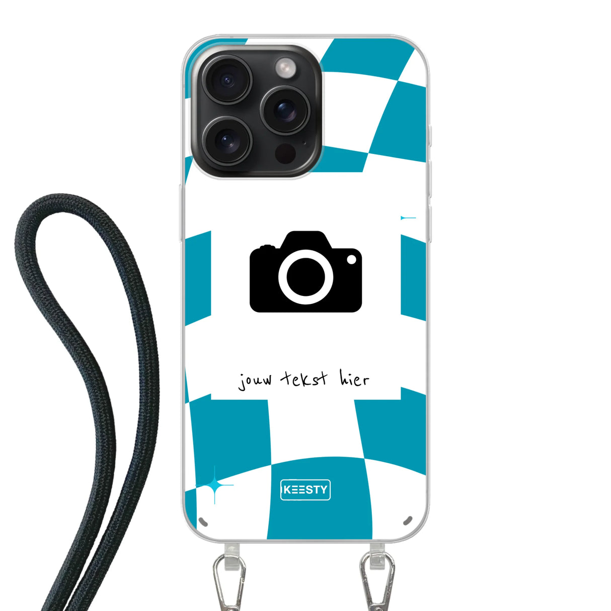 Apple iPhone 15 Pro Max Crossbody case (back printed, transparent)