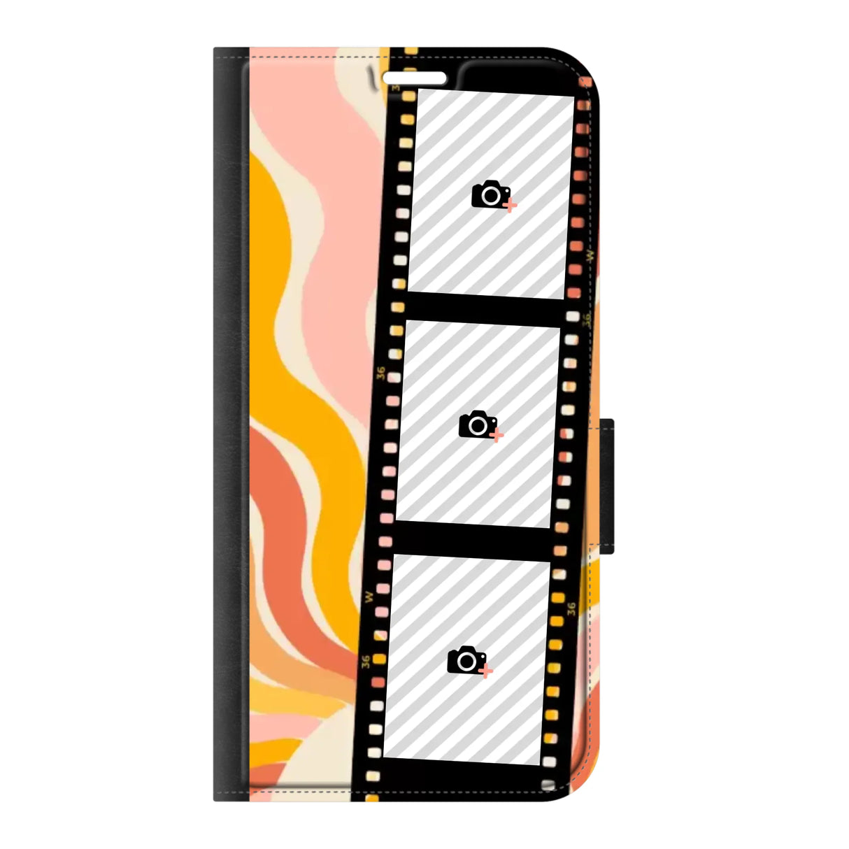 Apple iPhone 16e wallet case front printed zwart