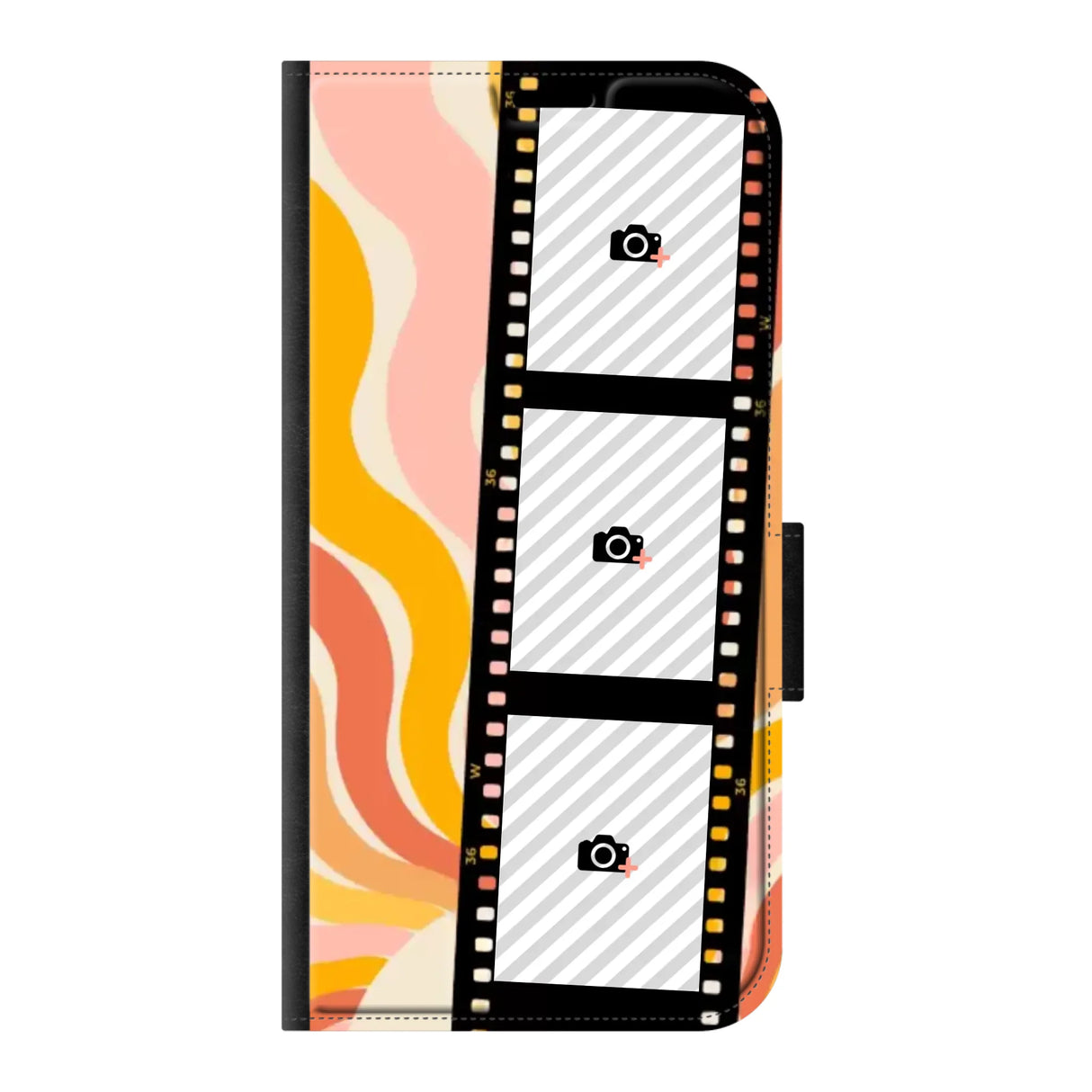 Samsung S24 wallet case front printed zwart