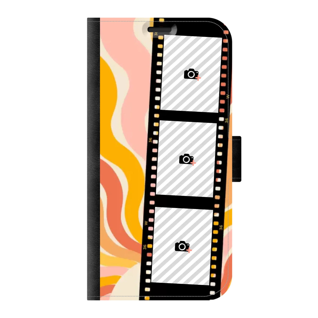 Samsung S23 wallet case front printed zwart