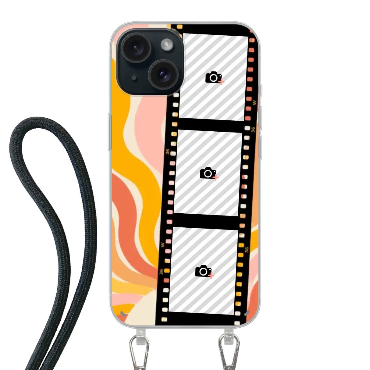 Apple iPhone 15 Crossbody case (back printed, transparent)