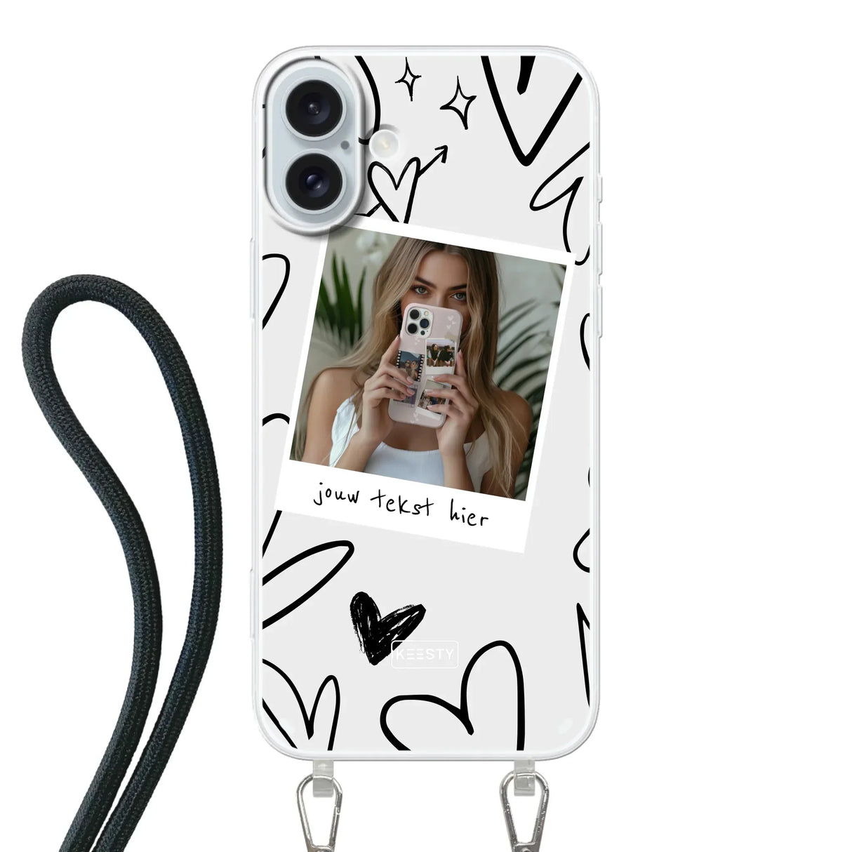 Apple iPhone 16 Plus Crossbody case (back printed, transparent)