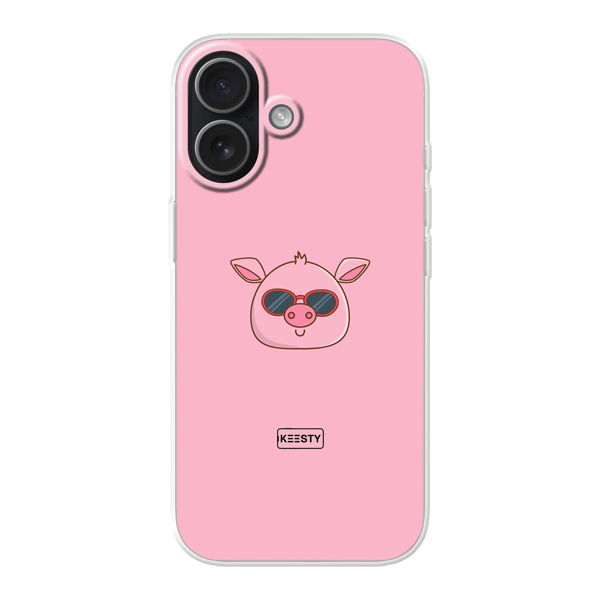 Cool Piggy fotohoesje maken - roze telefoonhoesje met varken en zonnebril - eigen hoesje ontwerpen Keesty