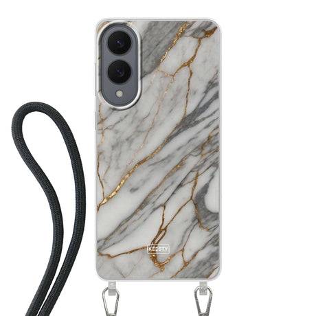Telefoonhoesje ontwerpen - Marble White - Hoesje met koord