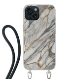 Telefoonhoesje ontwerpen - Marble White - Hoesje met koord