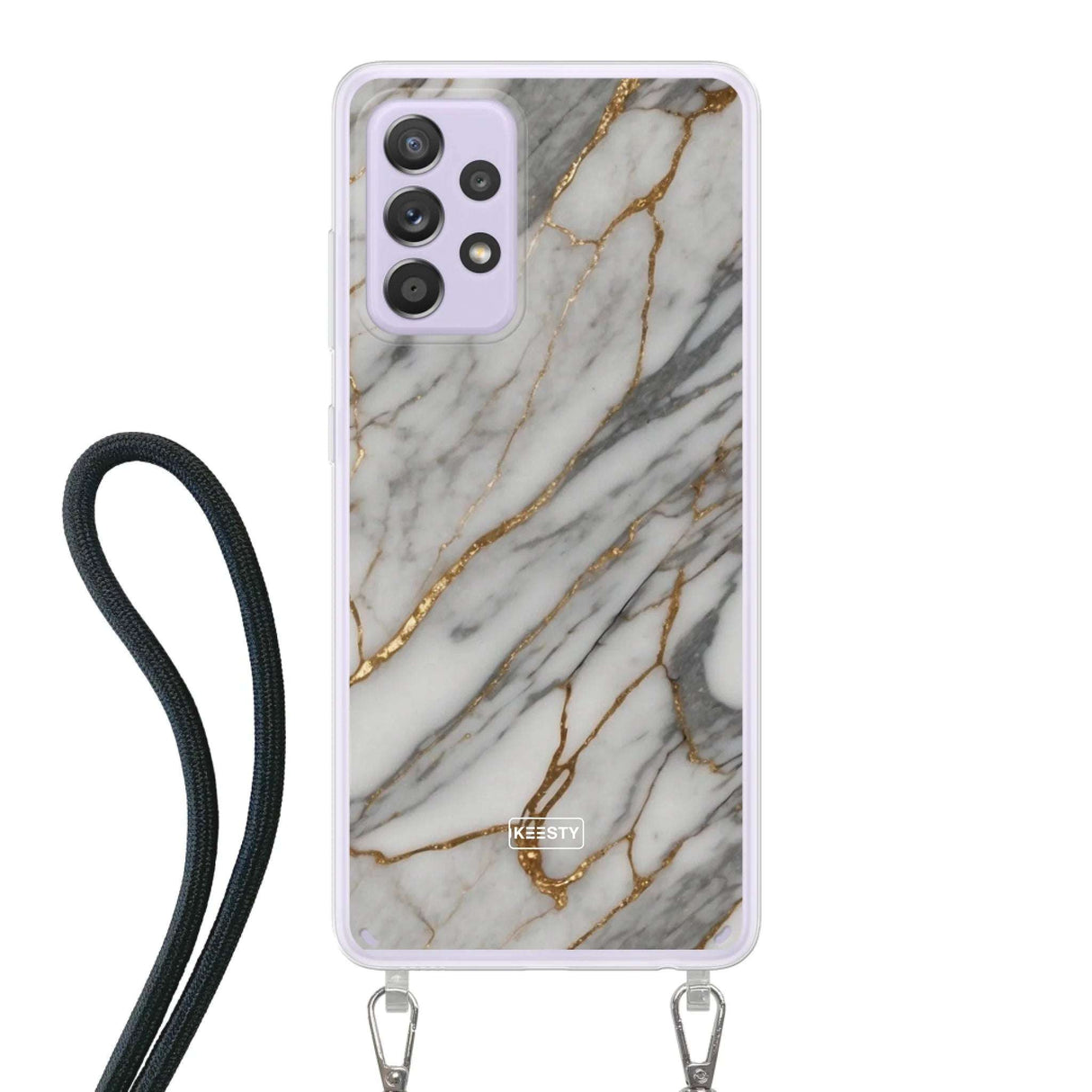 Telefoonhoesje ontwerpen - Marble White - Hoesje met koord