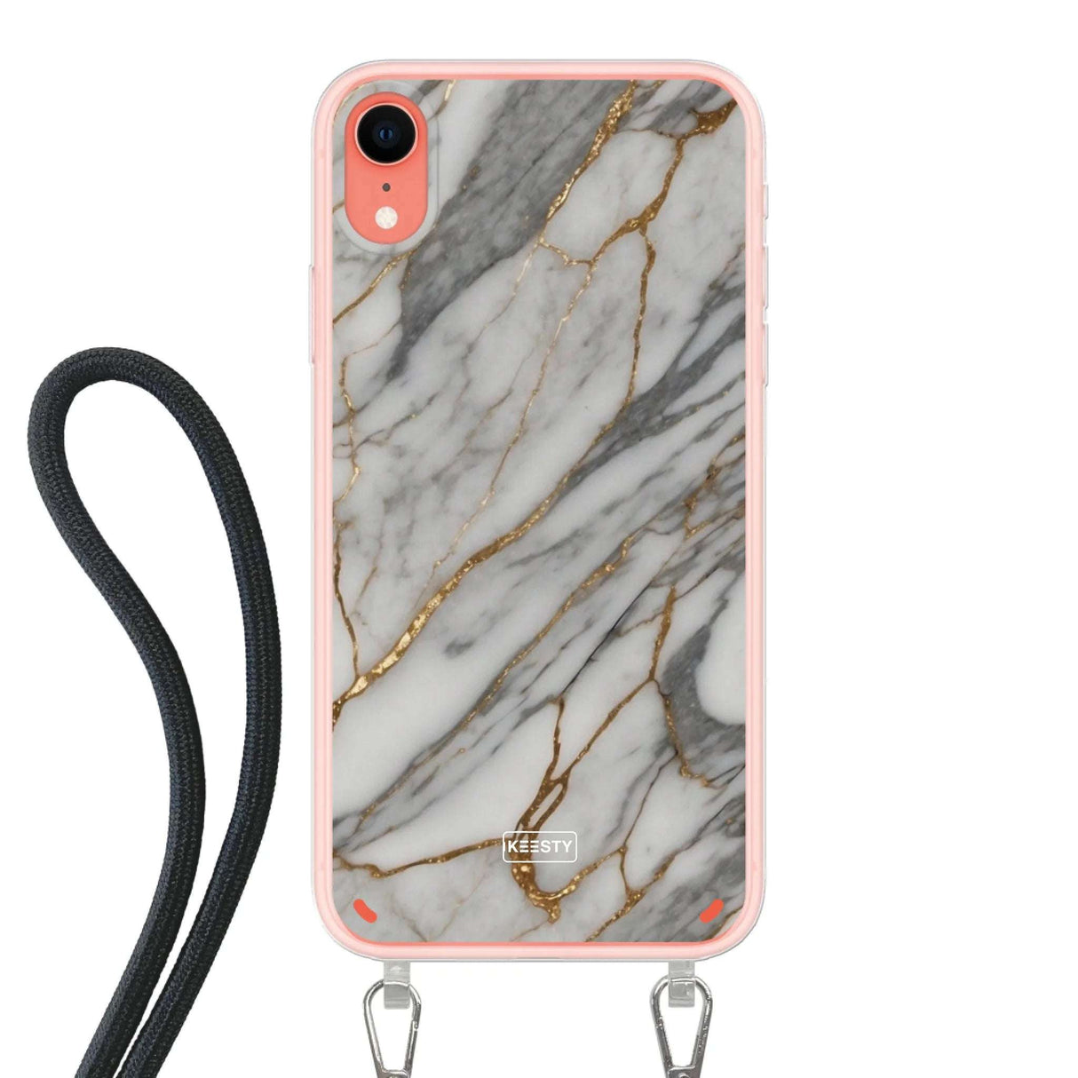 Telefoonhoesje ontwerpen - Marble White - Hoesje met koord