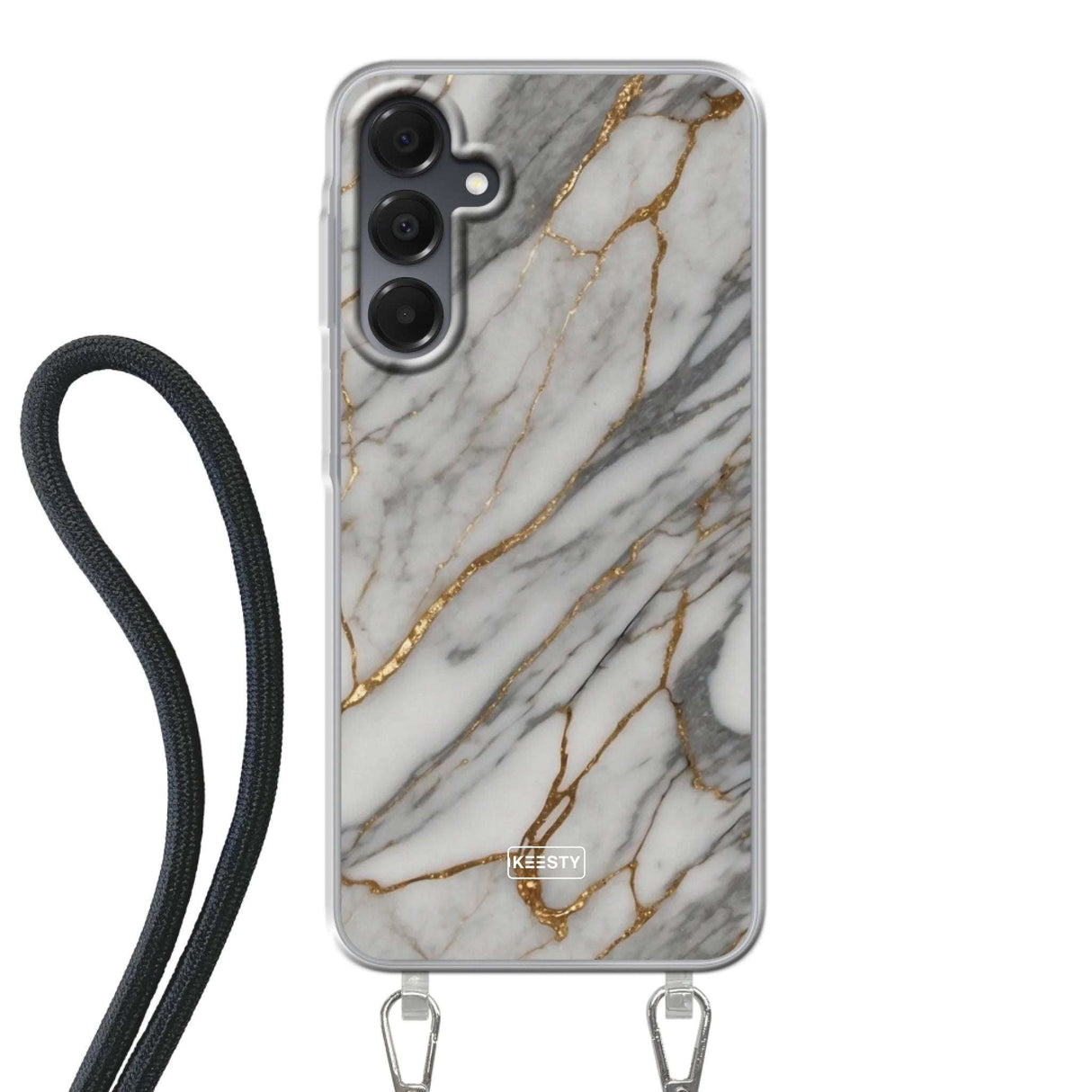 Telefoonhoesje ontwerpen - Marble White - Hoesje met koord