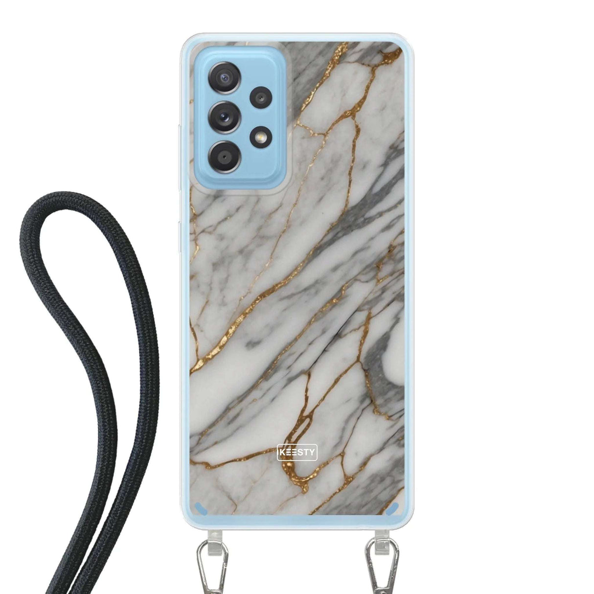 Telefoonhoesje ontwerpen - Marble White - Hoesje met koord