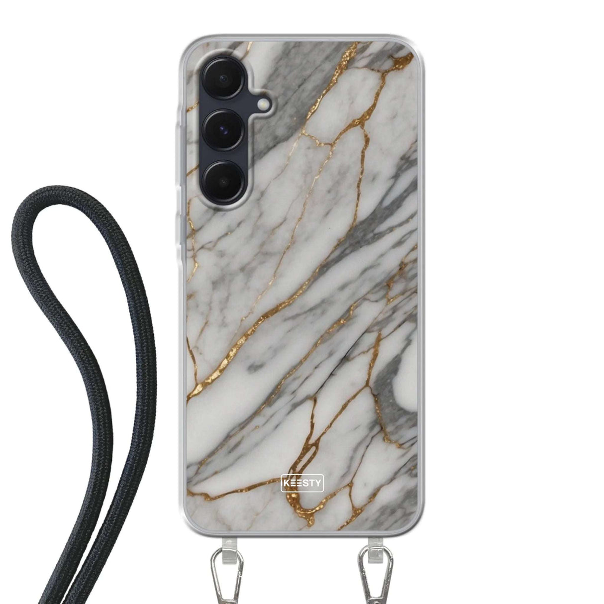 Telefoonhoesje ontwerpen - Marble White - Hoesje met koord