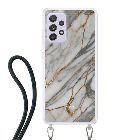 Telefoonhoesje ontwerpen met koord Marble Black Apple iPhone 16