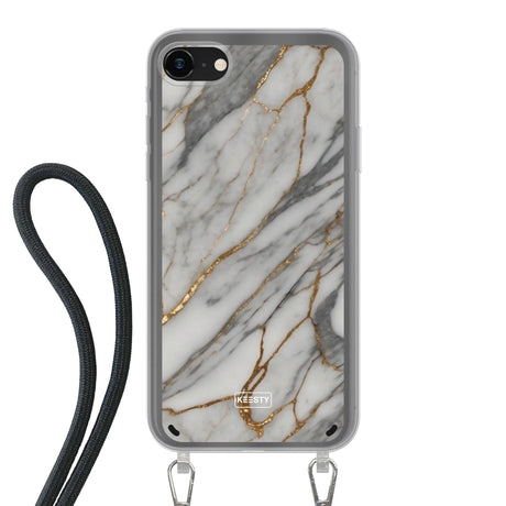  Telefoonhoesje ontwerpen met koord Marble Black Apple iPhone X & XS
