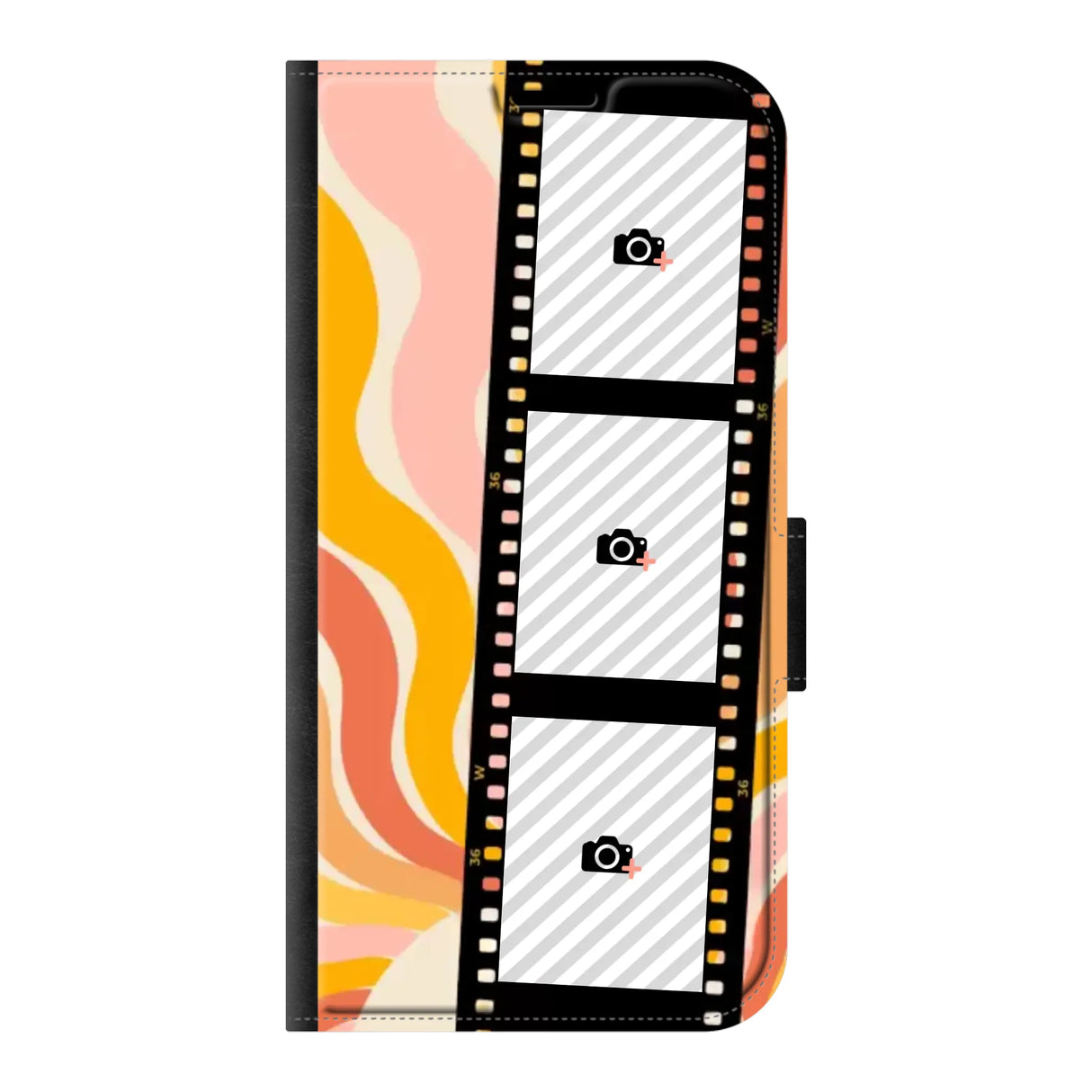 Apple iPhone 16 Pro wallet case front printed zwart