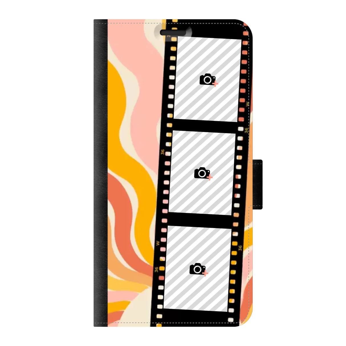 Samsung S22 wallet case front printed zwart