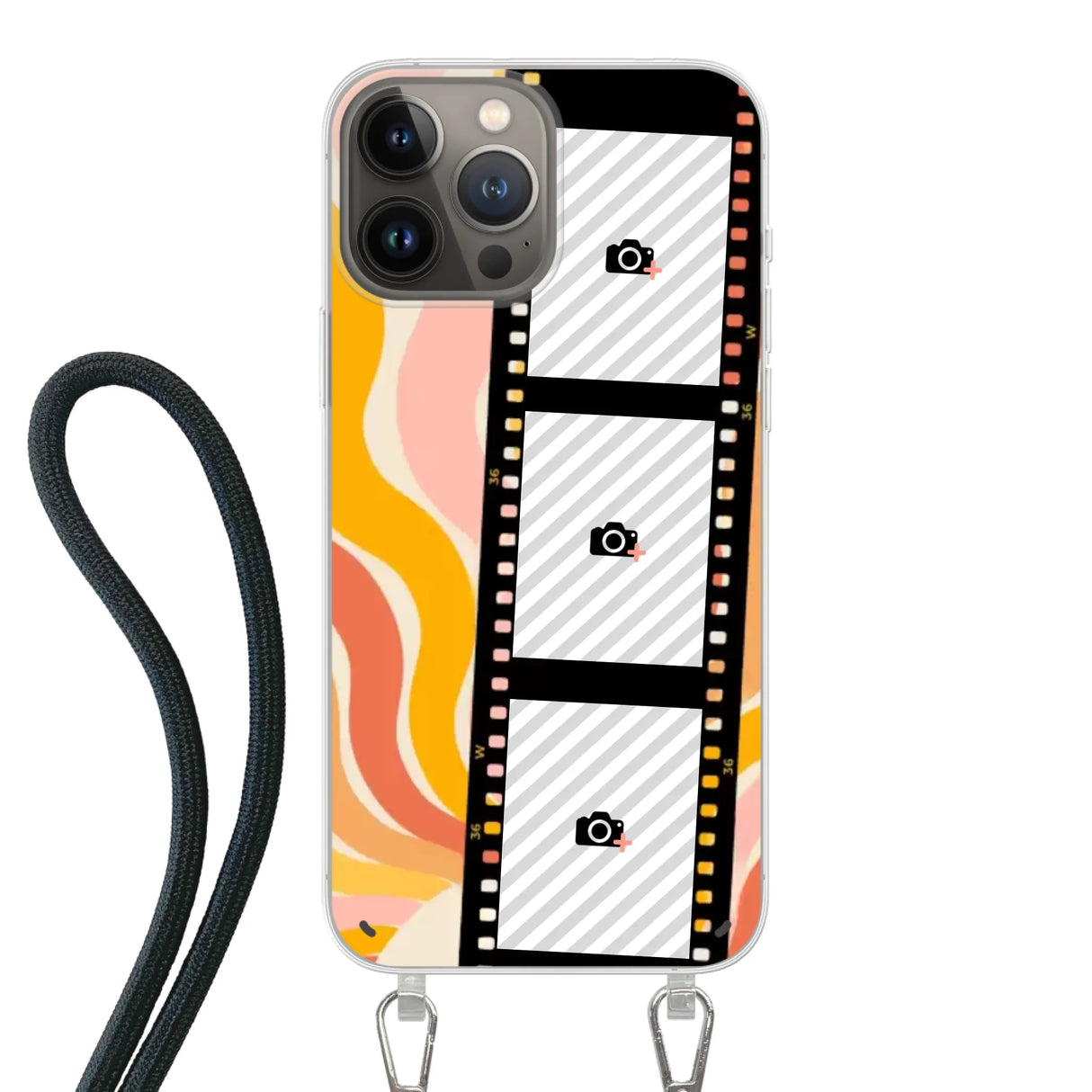 Apple iPhone 13 Pro Max Crossbody case (back printed, transparent)