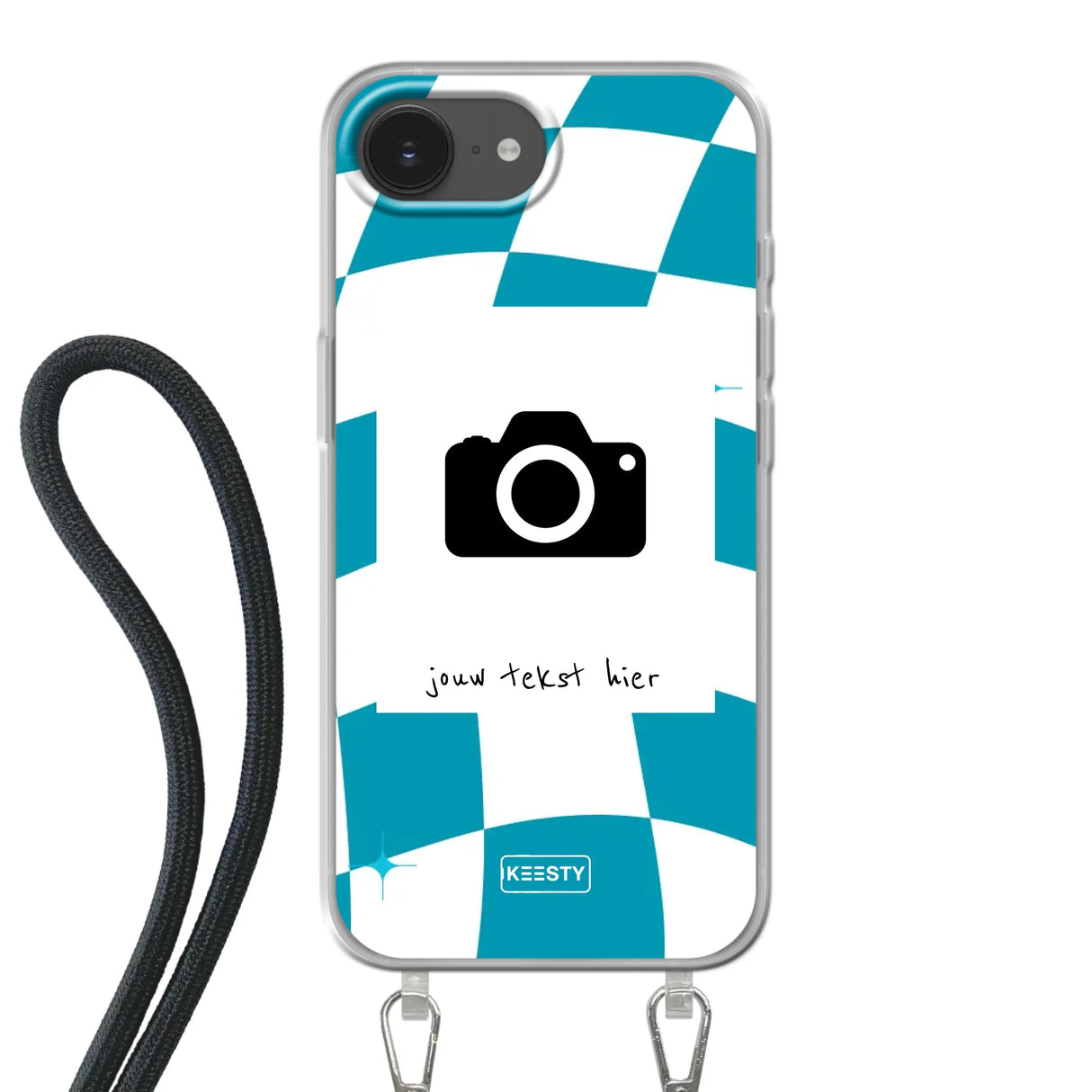 Apple iPhone 16e Crossbody case (back printed, transparent)