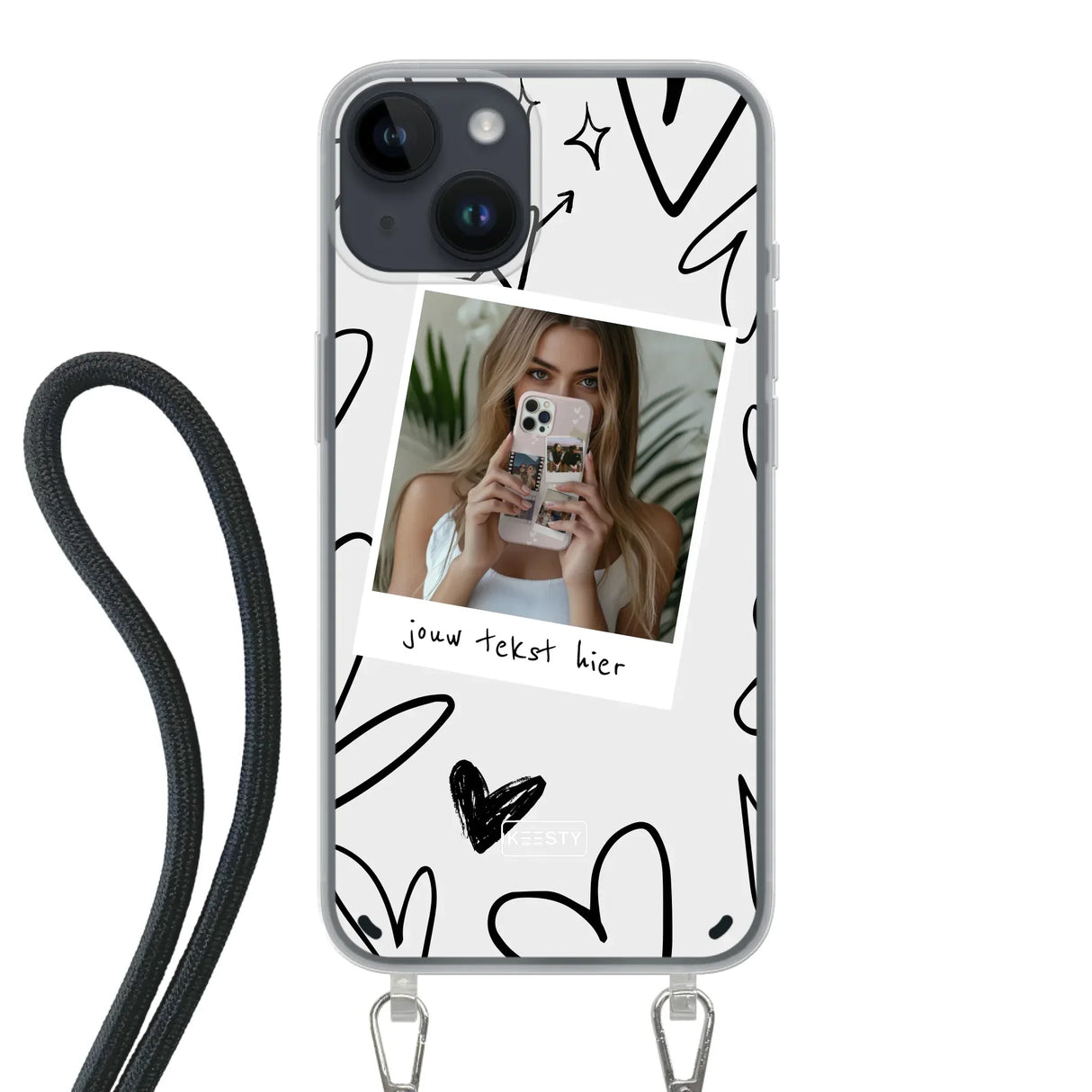 Apple iPhone 14 Crossbody case (back printed, transparent)