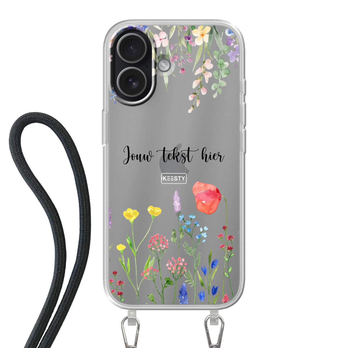 Apple iPhone 17 Crossbody case (back printed, transparent)