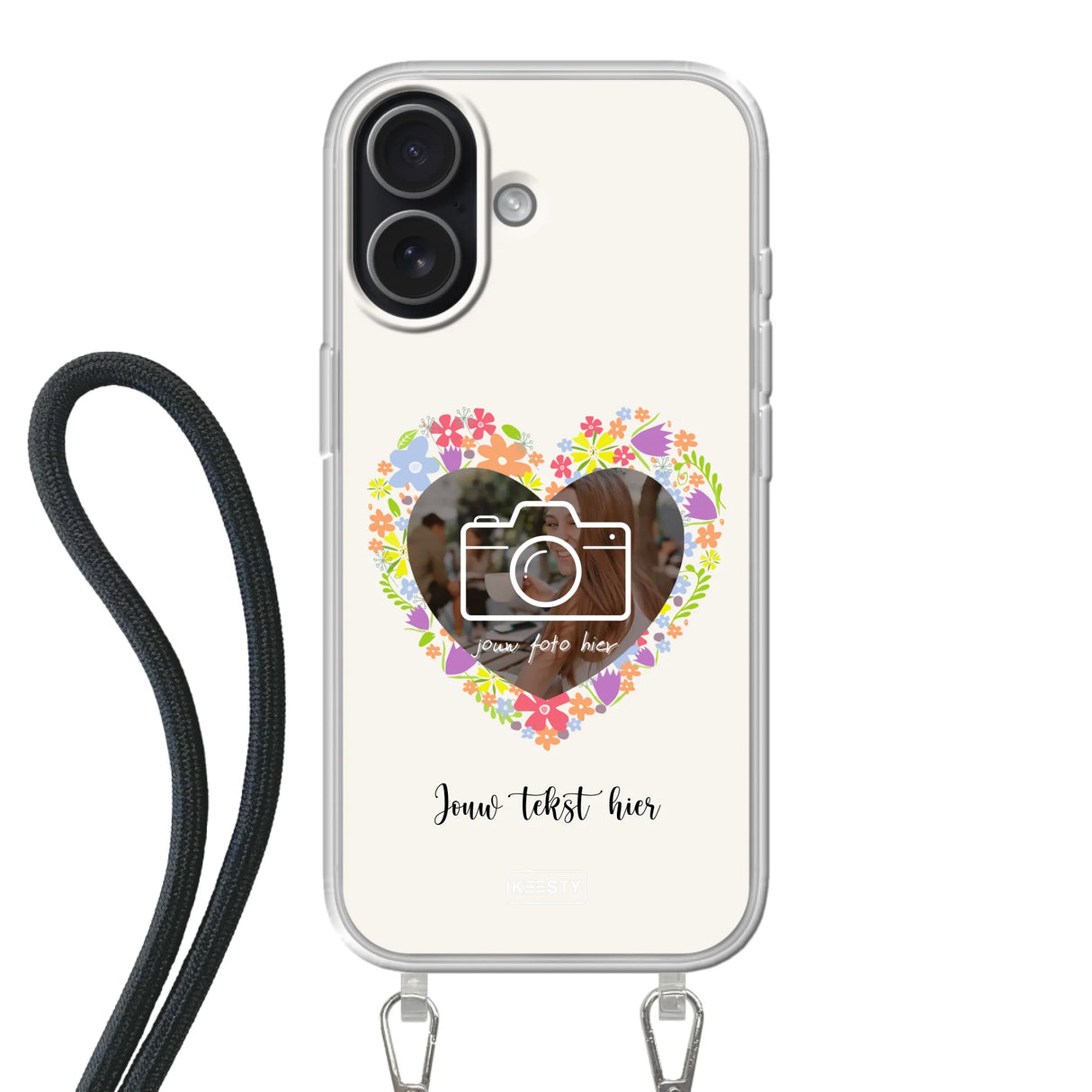 Apple iPhone 17 Crossbody case (back printed, transparent)