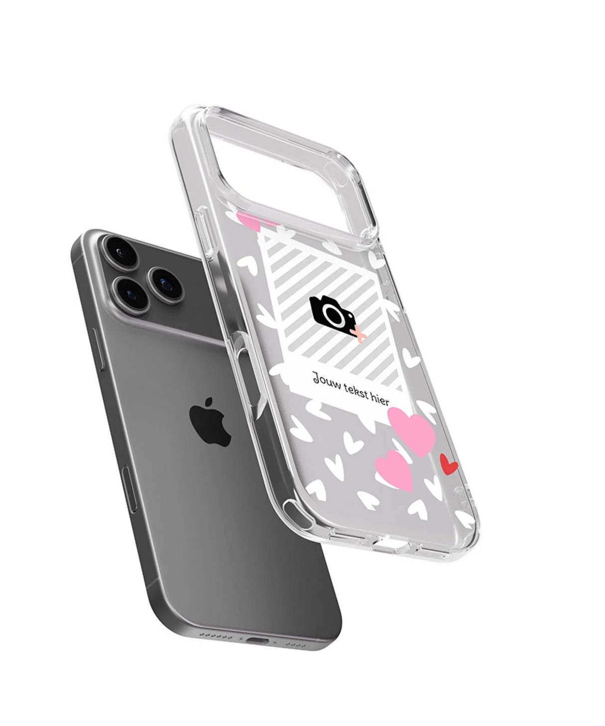 fotohoesje met roze hartjes