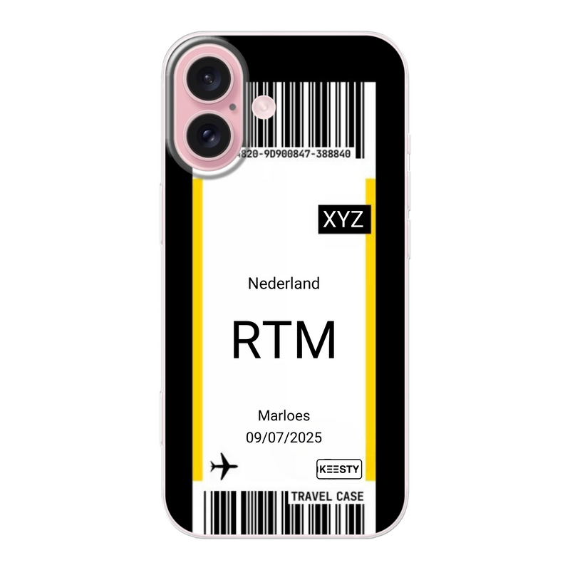 telefoonhoesje maken vliegticket design zwart